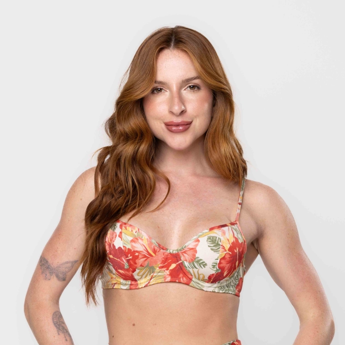 Top Biquini Com Aro Happiness Floral