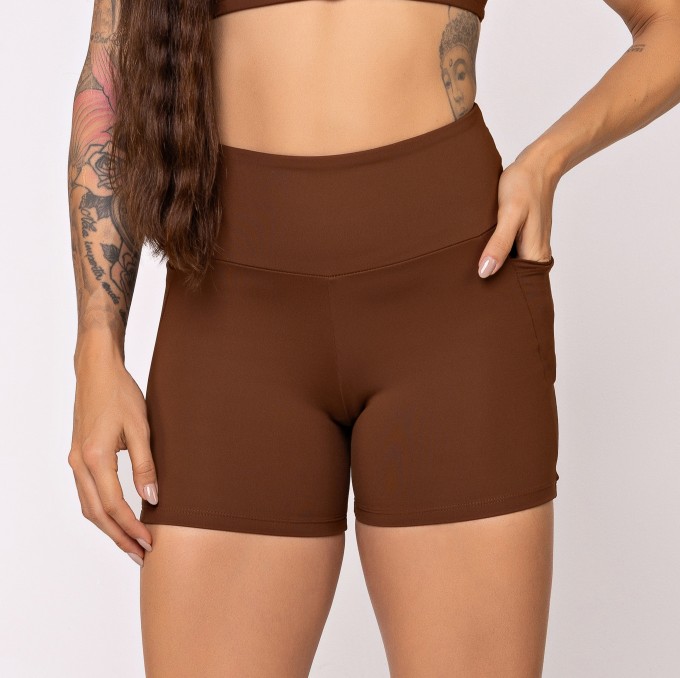 Short Brisa com Bolsos Laterais Cacau
