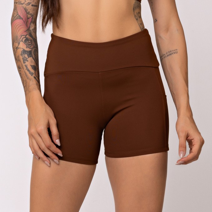 Short com Bolso Lateral Impulso Cacau