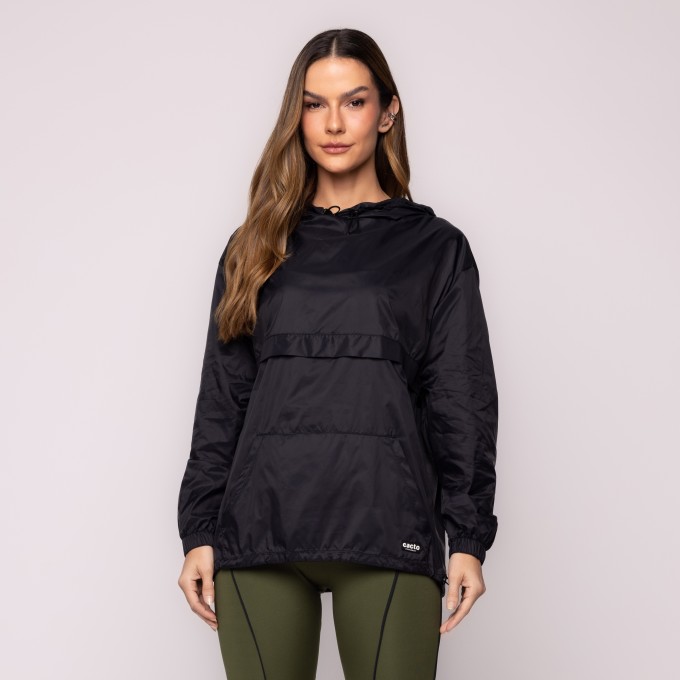 Casaco Corta Vento Oversized Win Preto