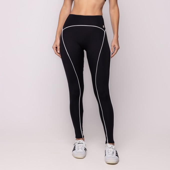 Legging Pulsar Com Vivo Contrastante Preto