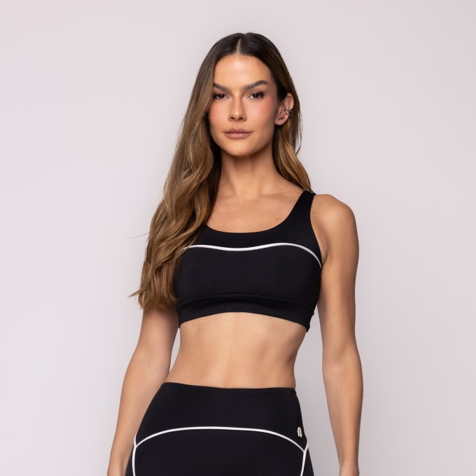 Top Sustentação Pulsar Com Vivo Contrastante Preto