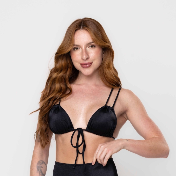 Top Biquini Cortininha Glee Preto